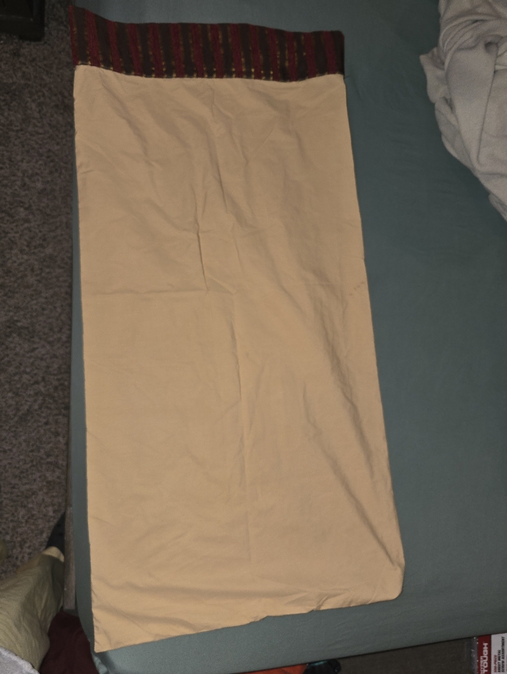 1 Beige King Size Pillow Case with Decorative Waistband